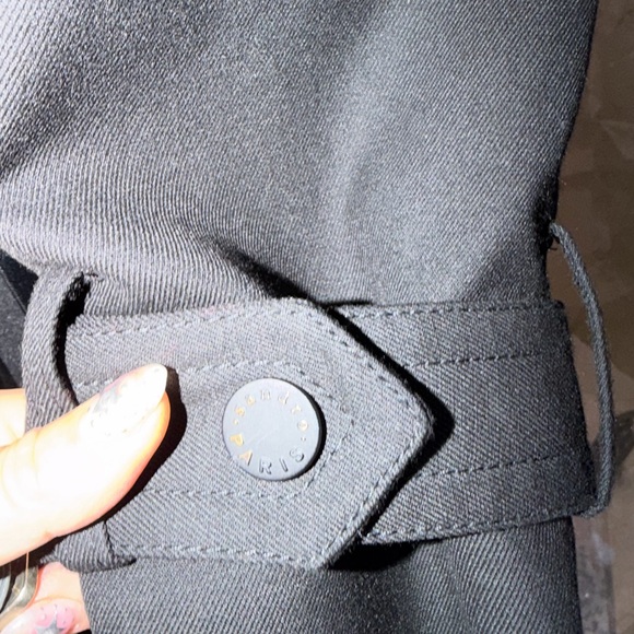 Sandro Black Pleated Trench Coat - Picture 9 of 10